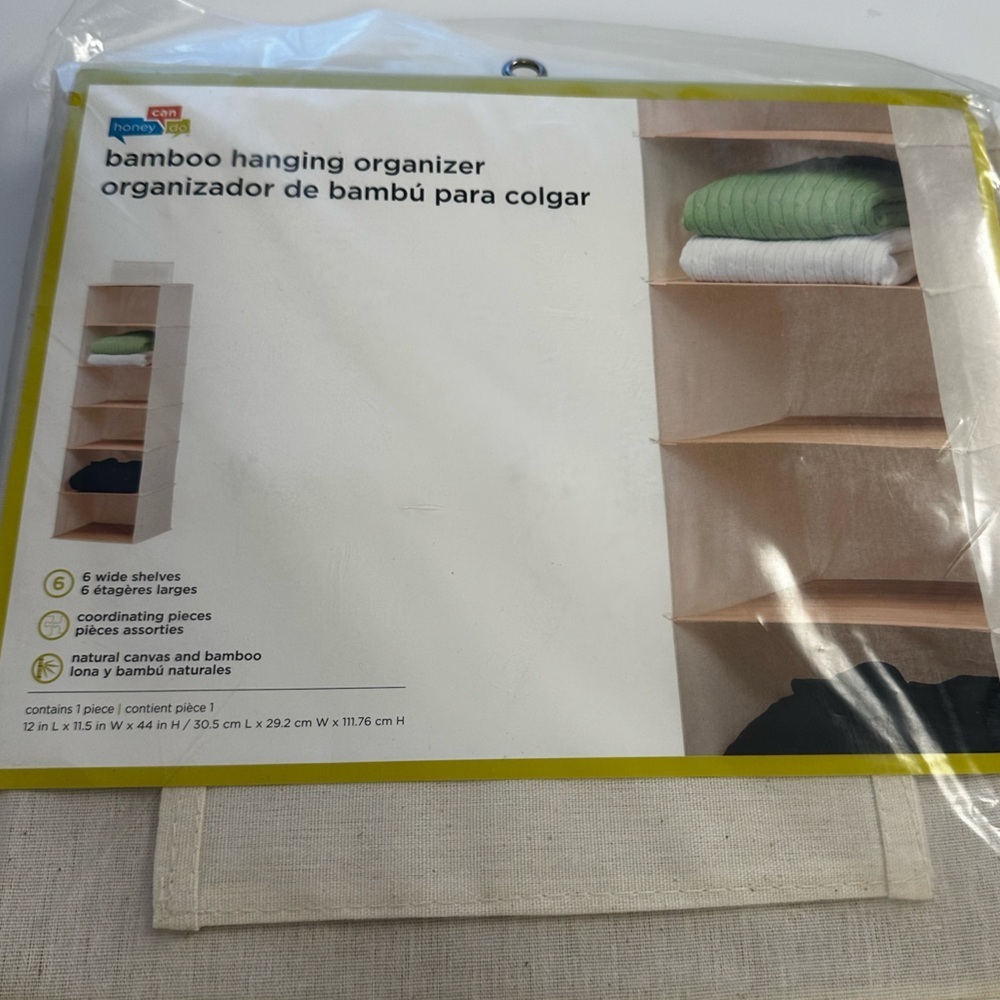 Bamboo Hanging organizer NWT
